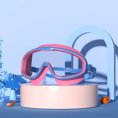 Swimming Glasses Waterproof Anti-Fog HD Transparent Earplugs Kids Swimming Goggles Large Framepool Eyewear Swimming Accessories