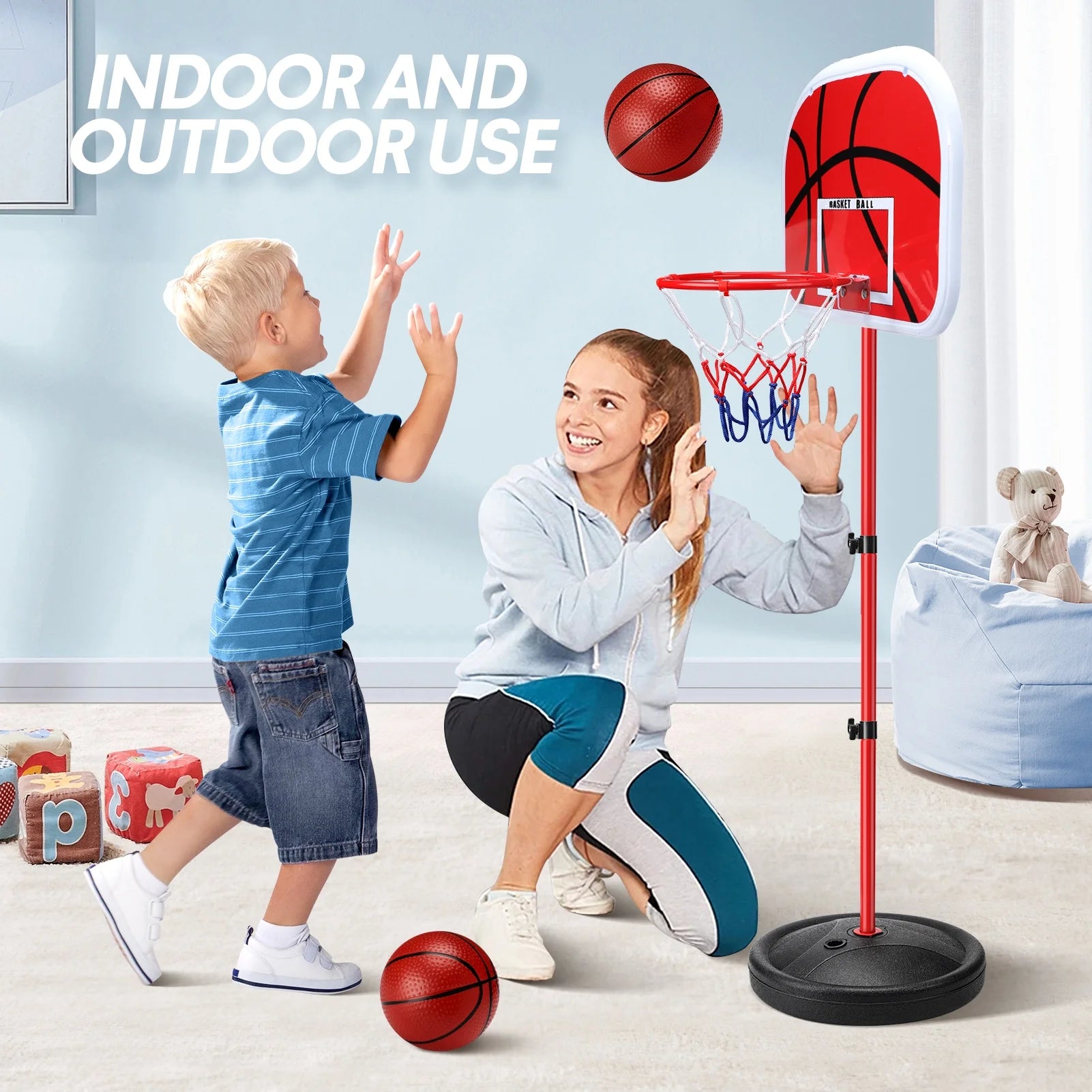 Kids Basketball Hoop, Basketball Hoop Indoor Adjustable Height 2.8-5 FT - Toddler Basketball Hoop - Basketball Goals Indoor Outdoor Play