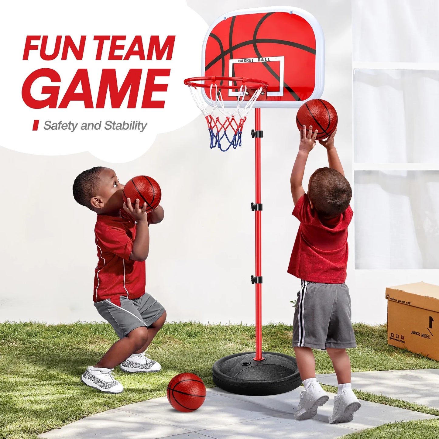 Kids Basketball Hoop, Basketball Hoop Indoor Adjustable Height 2.8-5 FT - Toddler Basketball Hoop - Basketball Goals Indoor Outdoor Play