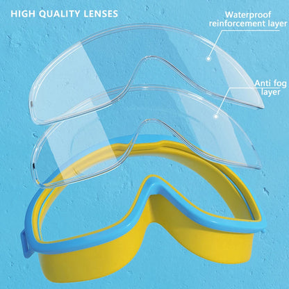 Swimming Glasses Waterproof Anti-Fog HD Transparent Earplugs Kids Swimming Goggles Large Framepool Eyewear Swimming Accessories
