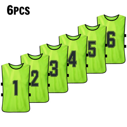 6PCS/2PCS Adults Soccer Pinnies Quick Drying Football Team Jerseys Youth Sports Scrimmage Soccer Team Numbered Bibs Sports Vest
