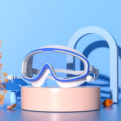 Swimming Glasses Waterproof Anti-Fog HD Transparent Earplugs Kids Swimming Goggles Large Framepool Eyewear Swimming Accessories