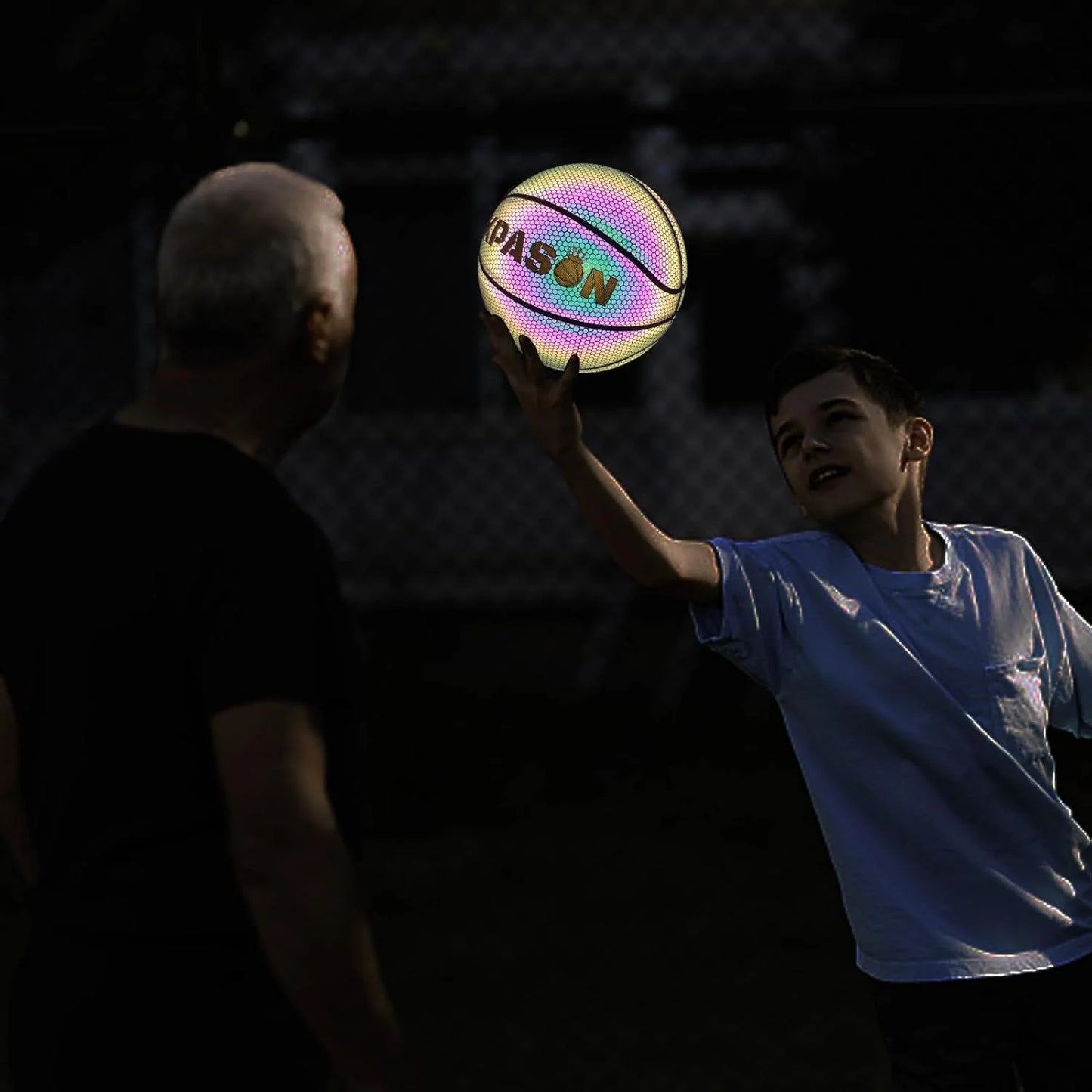 Basketball, Holographic Basketball Size 5 (27.5") & Size 6 (28.5") & Size 7 (29.5") for Kids & Adults, Reflective Glowing Leather Basketball, Indoor Outdoor Basketball Gifts for Boys Girls
