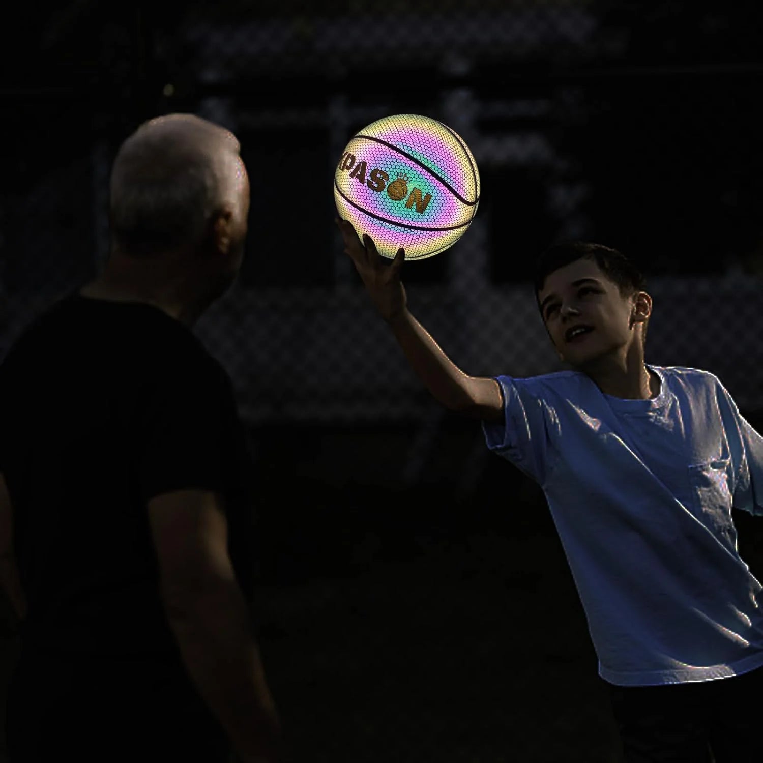 Basketball, Holographic Basketball Size 5 (27.5") & Size 6 (28.5") & Size 7 (29.5") for Kids & Adults, Reflective Glowing Leather Basketball, Indoor Outdoor Basketball Gifts for Boys Girls
